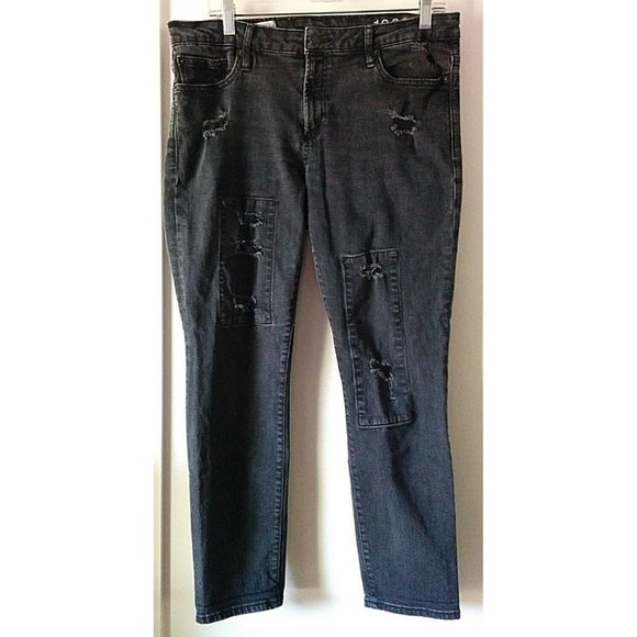 GAP 1969 31/12S Black Wash Distressed Always Skinny High Rise Jeans 26" inseam - Picture 1 of 7